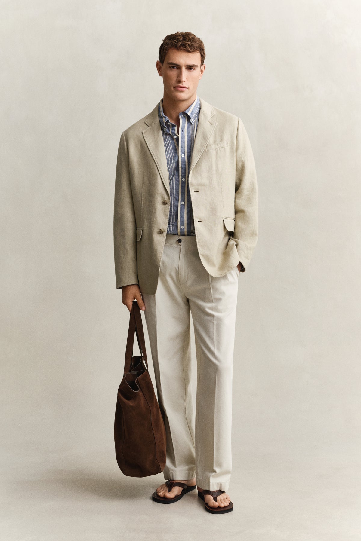 OAT BEIGE, GMNT DYE LINEN BLAZER BY GANT AU.