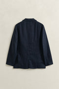 EVENING BLUE, GMNT DYE LINEN BLAZER, BACK-VIEW BY GANT AU.