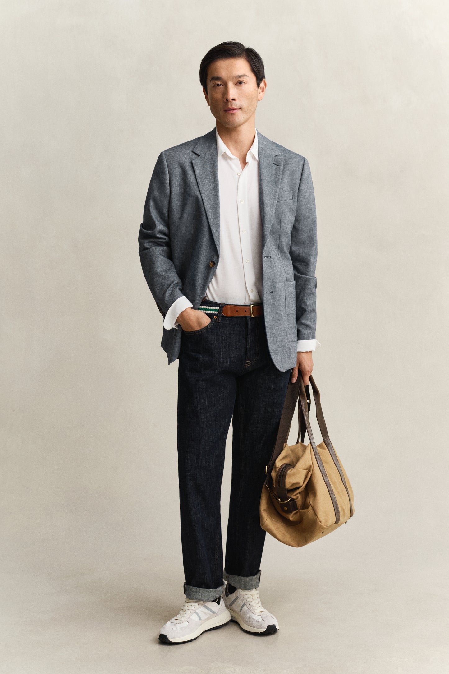 MARINE, INDIGO HERRINGBONE SUIT JACKET BY GANT AU.