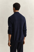 EVENING BLUE, COTTON TEXTURE ZIPPED CARDIGAN, BACK-VIEW BY GANT AU.