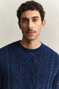 RICH NAVY, INDIGO CABLE C-NECK, CLOSE-UP BY GANT AU.