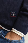 EVENING BLUE, COTTON RIB HALF ZIP, CLOSE-UP BY GANT AU.