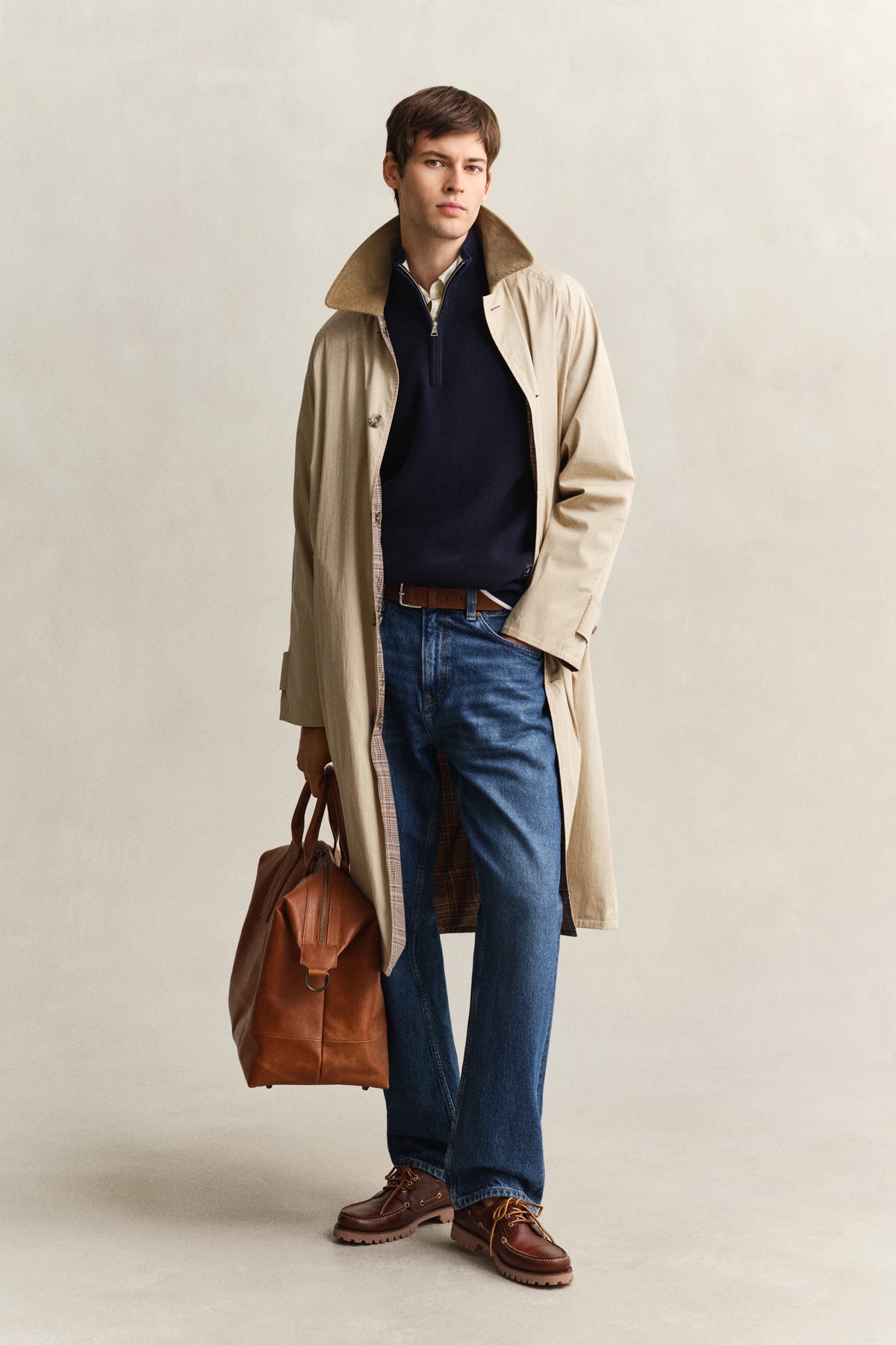 EVENING BLUE, COTTON RIB HALF ZIP BY GANT AU.