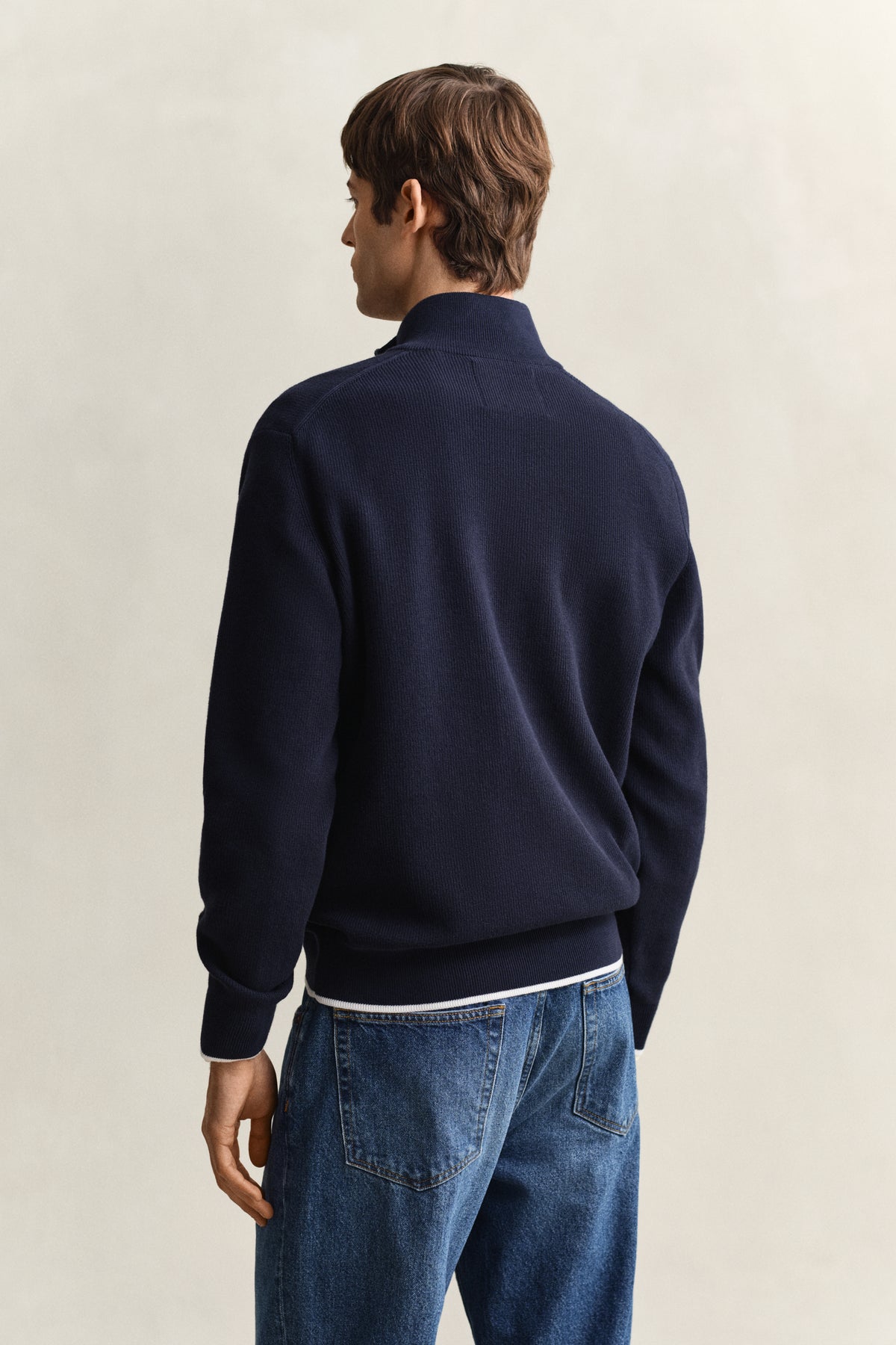 EVENING BLUE, COTTON RIB HALF ZIP, BACK-VIEW BY GANT AU.