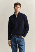 EVENING BLUE, COTTON RIB HALF ZIP, FRONT-VIEW BY GANT AU.