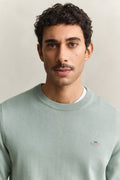 CERAMIC GREY, CLASSIC COTTON C-NECK, CLOSE-UP BY GANT AU.