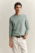 CERAMIC GREY, CLASSIC COTTON C-NECK, FRONT-VIEW BY GANT AU.