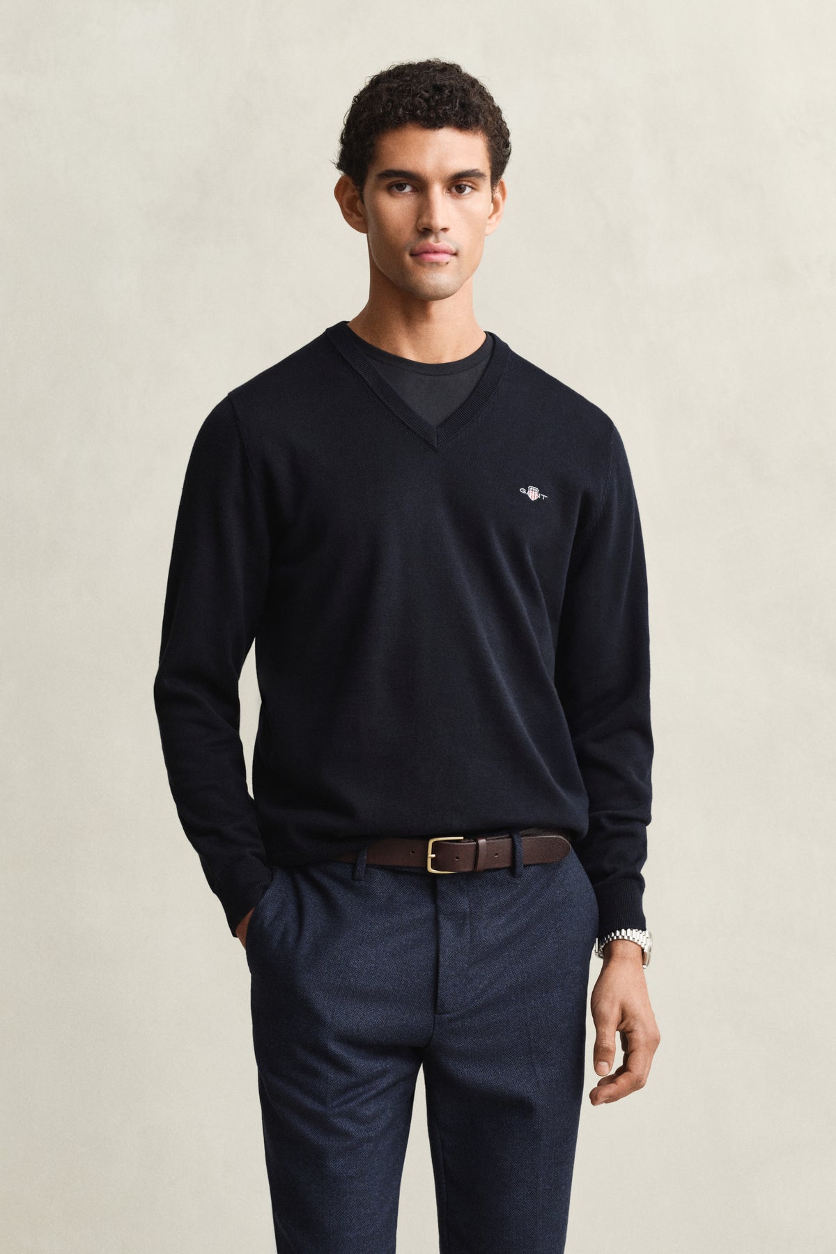 EVENING BLUE, CLASSIC COTTON V-NECK BY GANT AU.