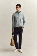 CERAMIC GREY, CLASSIC COTTON HALF ZIP BY GANT AU.