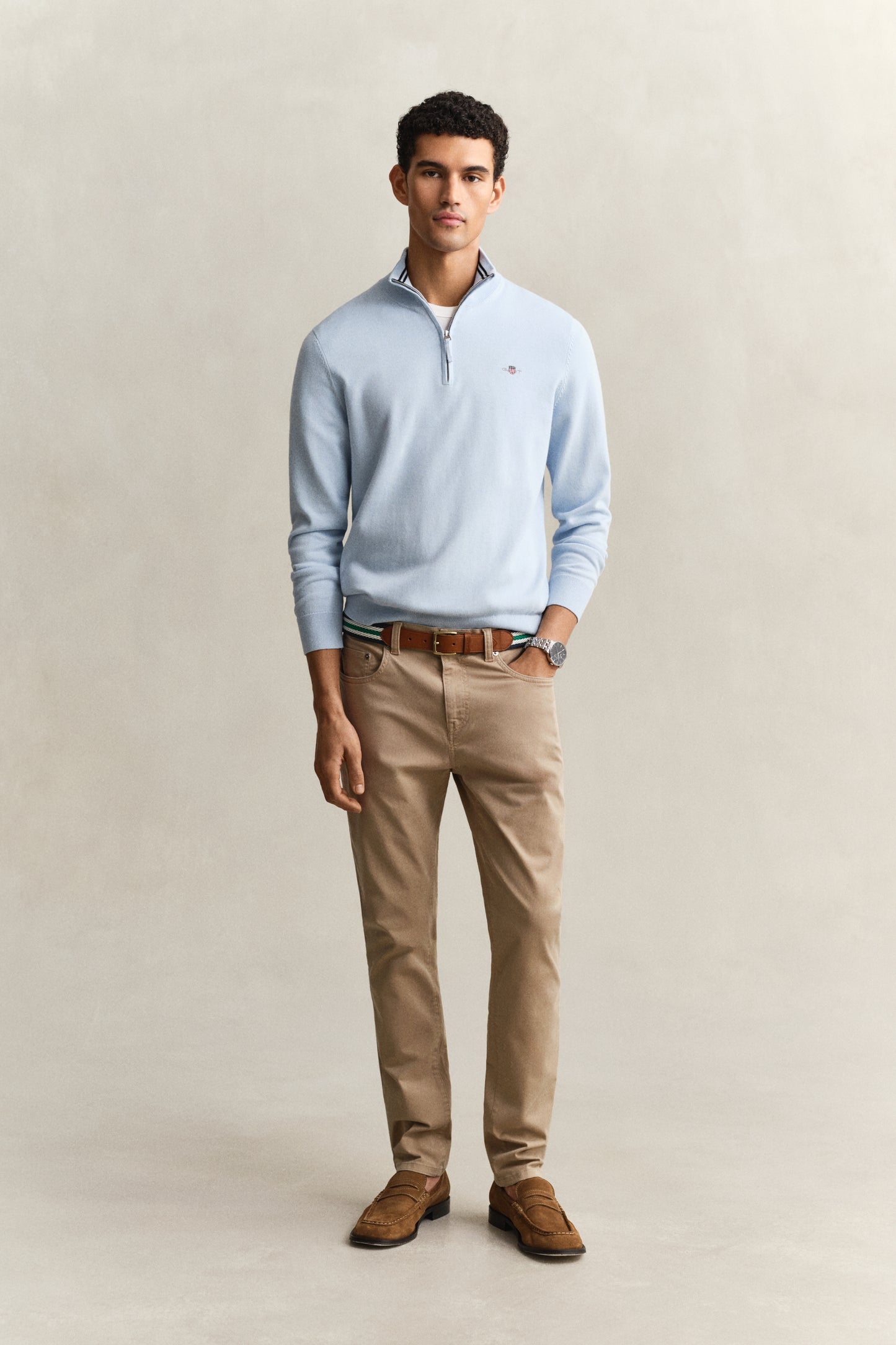 FRESH BLUE, CLASSIC COTTON HALF ZIP BY GANT AU.