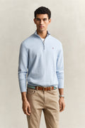 FRESH BLUE, CLASSIC COTTON HALF ZIP, FRONT-VIEW BY GANT AU.