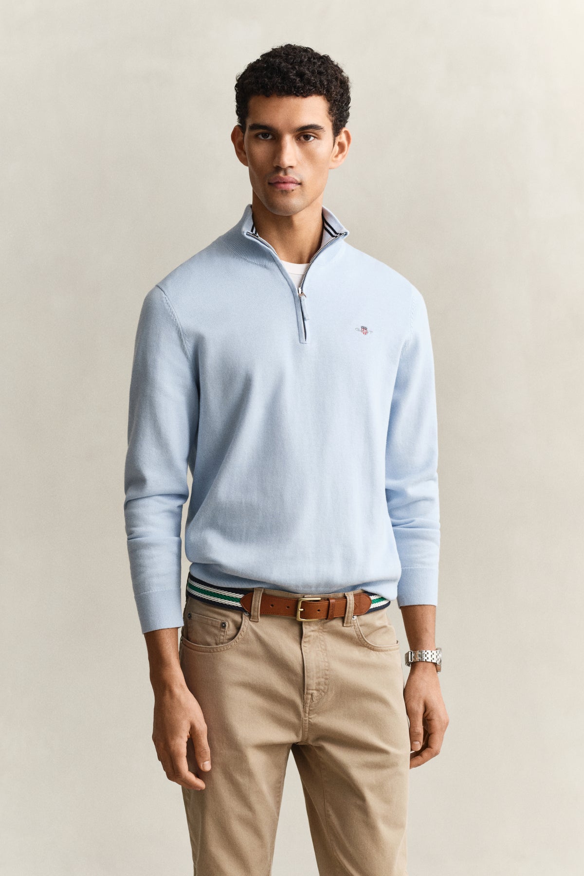 FRESH BLUE, CLASSIC COTTON HALF ZIP, FRONT-VIEW BY GANT AU.