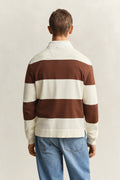 CREAM, BARSTRIPED COTTON POLO, BACK-VIEW BY GANT AU.