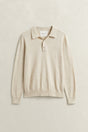 Slub Cotton Blend Polo Sweater