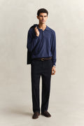 DARK INDIGO MELANGE, SLUB COTTON LINEN POLO BY GANT AU.
