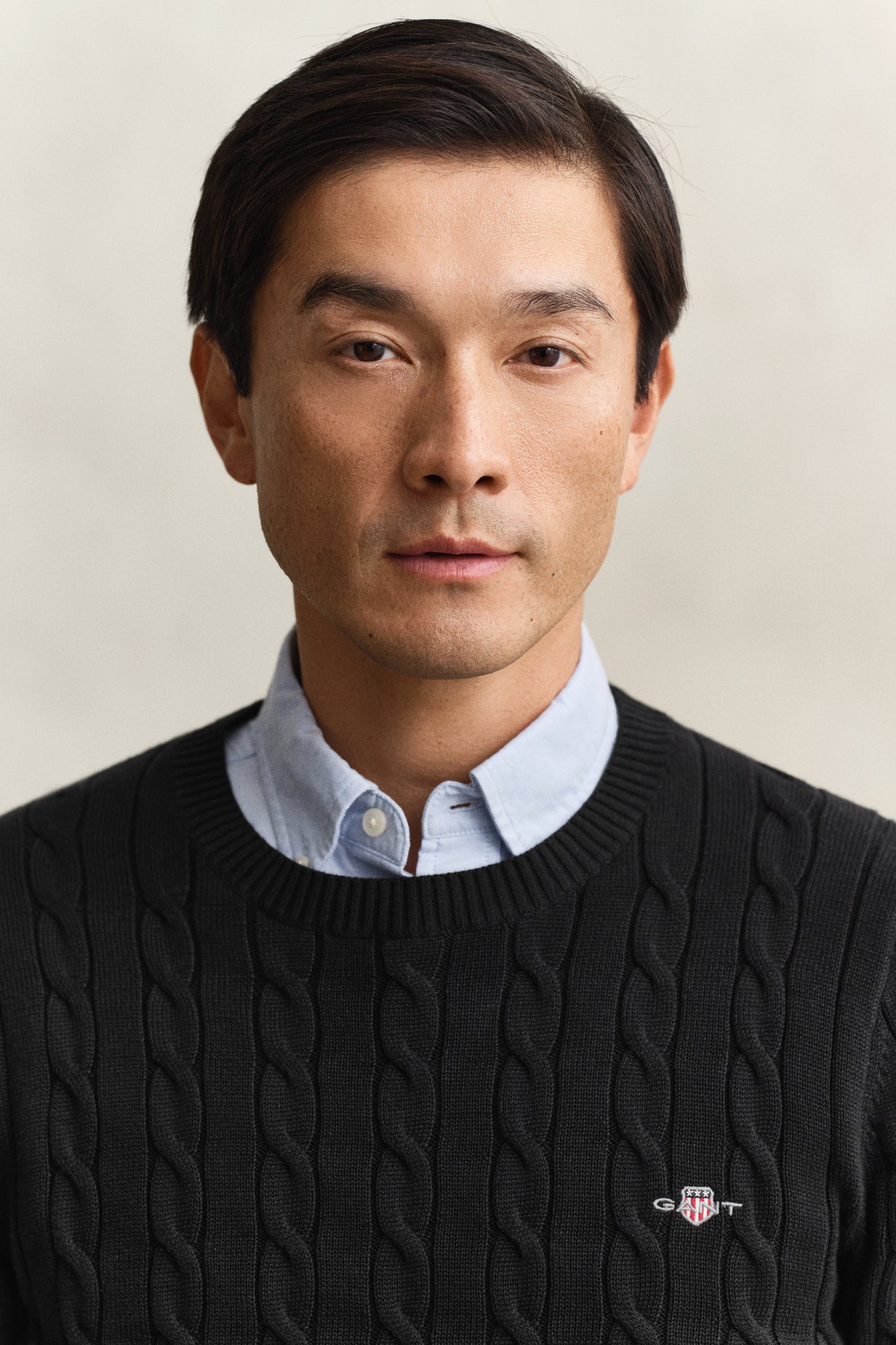 BLACK, Classic Cable Knit Sweater, CLOSE-UP BY GANT AU.