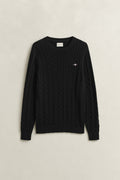 BLACK, Classic Cable Knit Sweater, FLAT-LAY BY GANT AU.