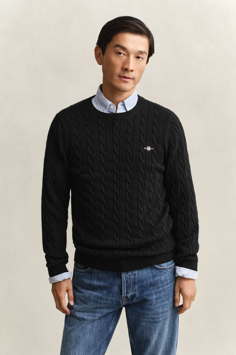 Cotton Cable Knit Crew Neck Sweater