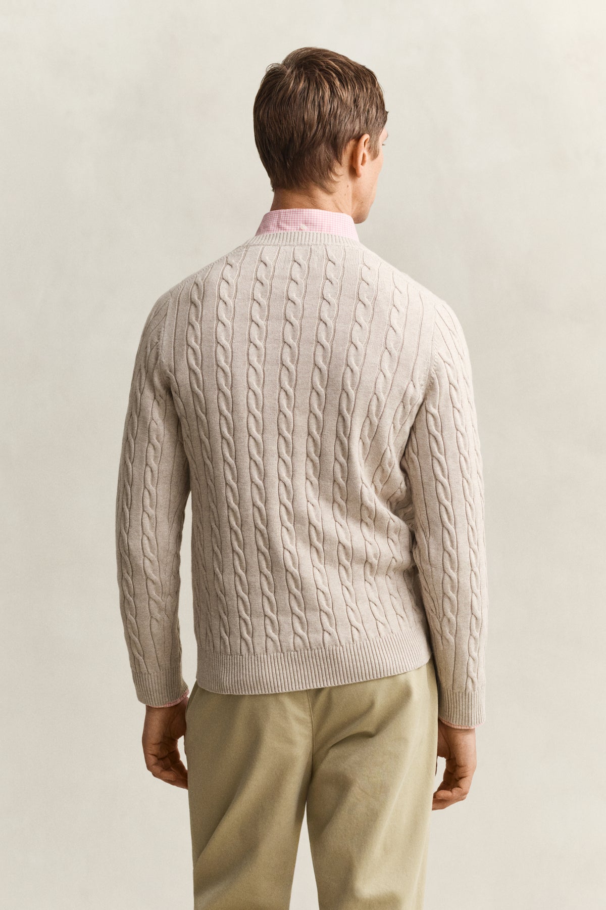 OAT MELANGE, Classic Cable Knit Sweater, BACK-VIEW BY GANT AU.