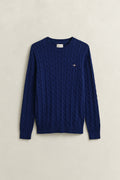 RICH NAVY, COTTON CABLE C-NECK, FLAT-LAY BY GANT AU.