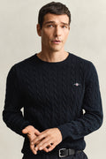 EVENING BLUE, Classic Cable Knit Sweater, CLOSE-UP BY GANT AU.
