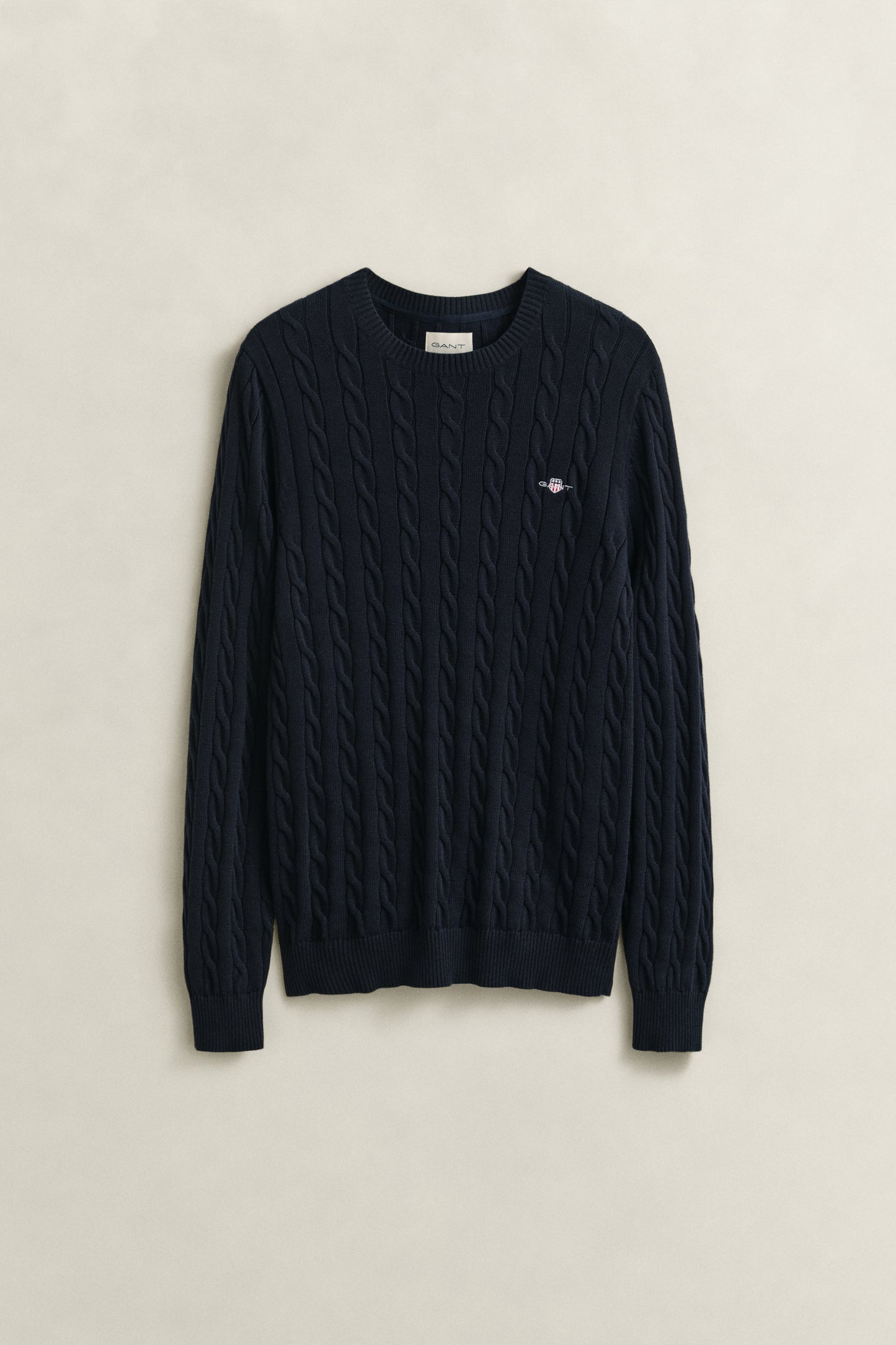 EVENING BLUE, Classic Cable Knit Sweater, FRONT-VIEW BY GANT AU.