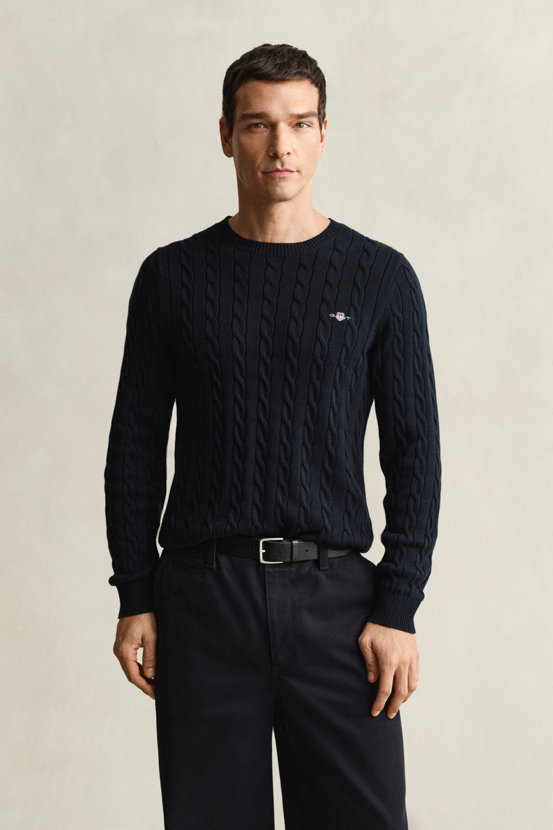Cotton Cable Knit Crew Neck Sweater