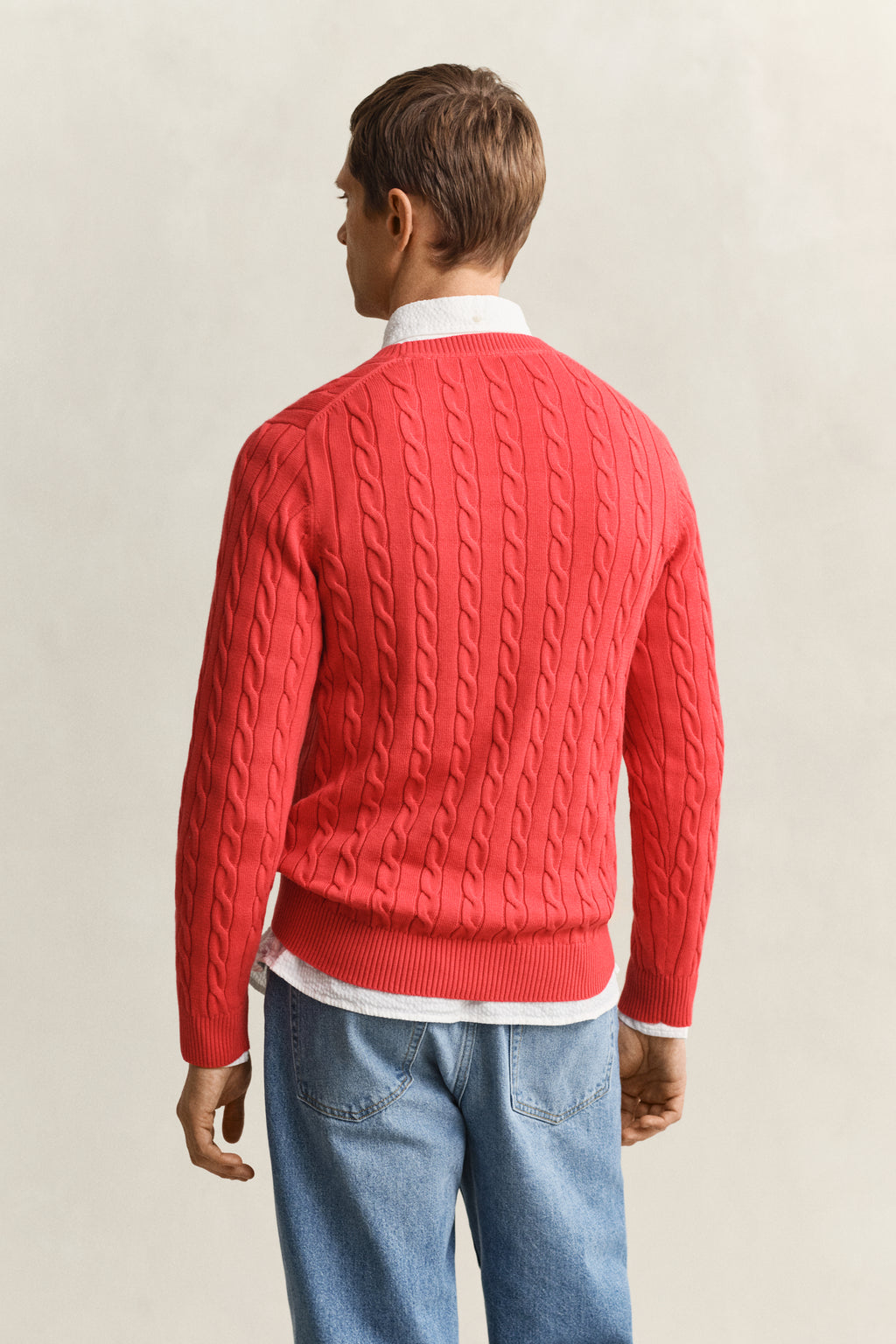 ROSE RED, Classic Cable Knit Sweater, BACK-VIEW BY GANT AU.