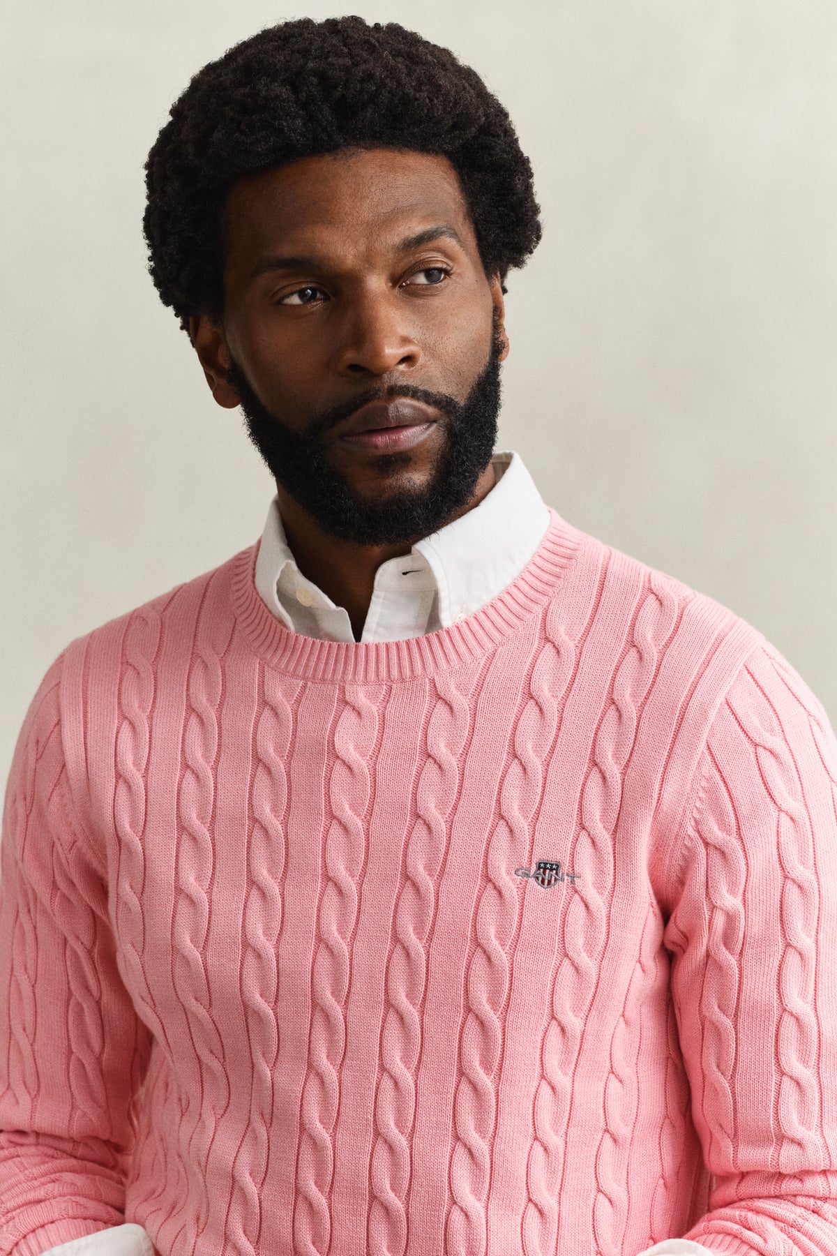 WASHED PINK, Classic Cable Knit Sweater, CLOSE-UP BY GANT AU.