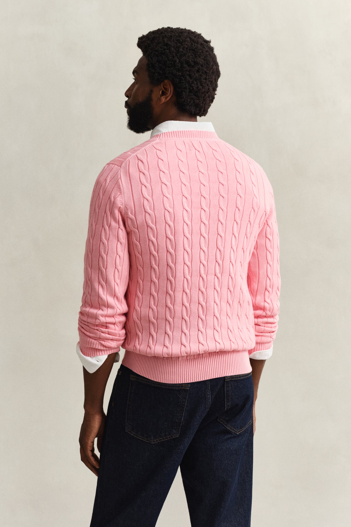 WASHED PINK, Classic Cable Knit Sweater, BACK-VIEW BY GANT AU.