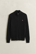 BLACK, COTTON CABLE HALF ZIP, FLAT-LAY BY GANT AU.