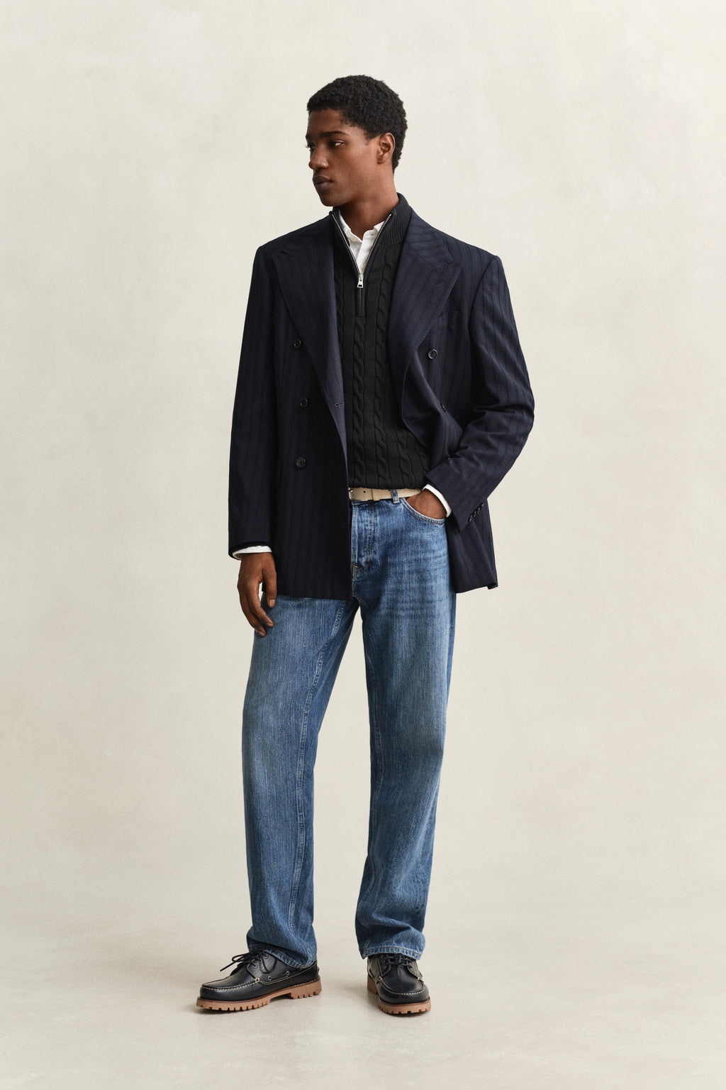 BLACK, Cable Knit Half-Zip Sweater BY GANT AU.