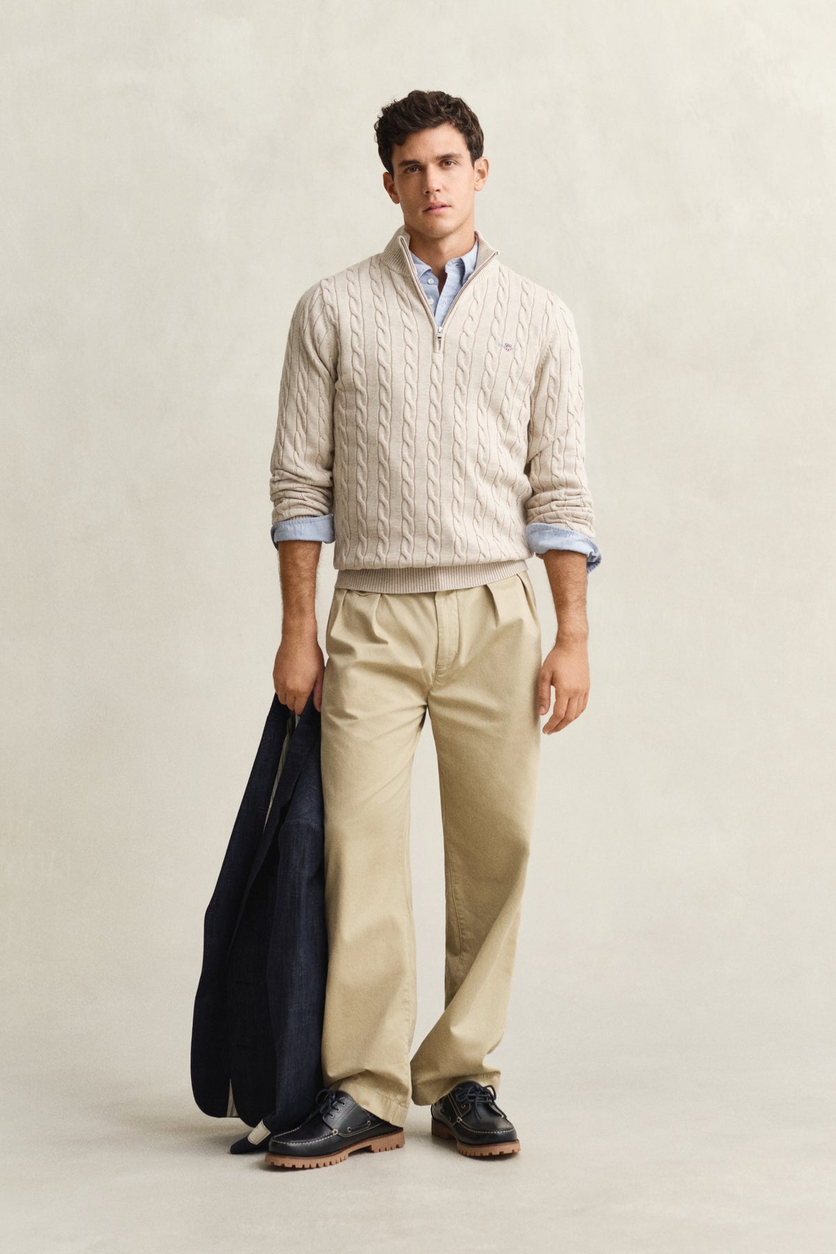 OAT MELANGE, Cable Knit Half-Zip Sweater BY GANT AU.