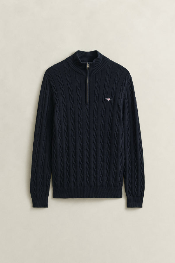 Cotton Cable Knit Half-Zip Sweater