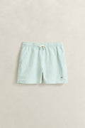 MUTED TURQUOISE, STRIPED SEERSUCKER SWIM SHORTS, FRONT-VIEW BY GANT AU.
