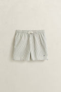 DRY HERB GREEN, STRIPED SEERSUCKER SWIM SHORTS, FRONT-VIEW BY GANT AU.