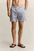 VINTAGE BLUE, STRIPED SEERSUCKER SWIM SHORTS, CLOSE-UP BY GANT AU.