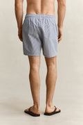 VINTAGE BLUE, STRIPED SEERSUCKER SWIM SHORTS, BACK-VIEW BY GANT AU.