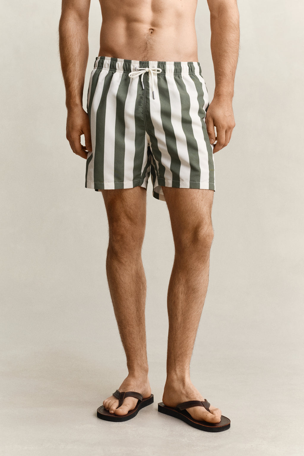 DRY HERB GREEN, BLOCK STRIPED SWIM SHORTS, CLOSE-UP BY GANT AU.