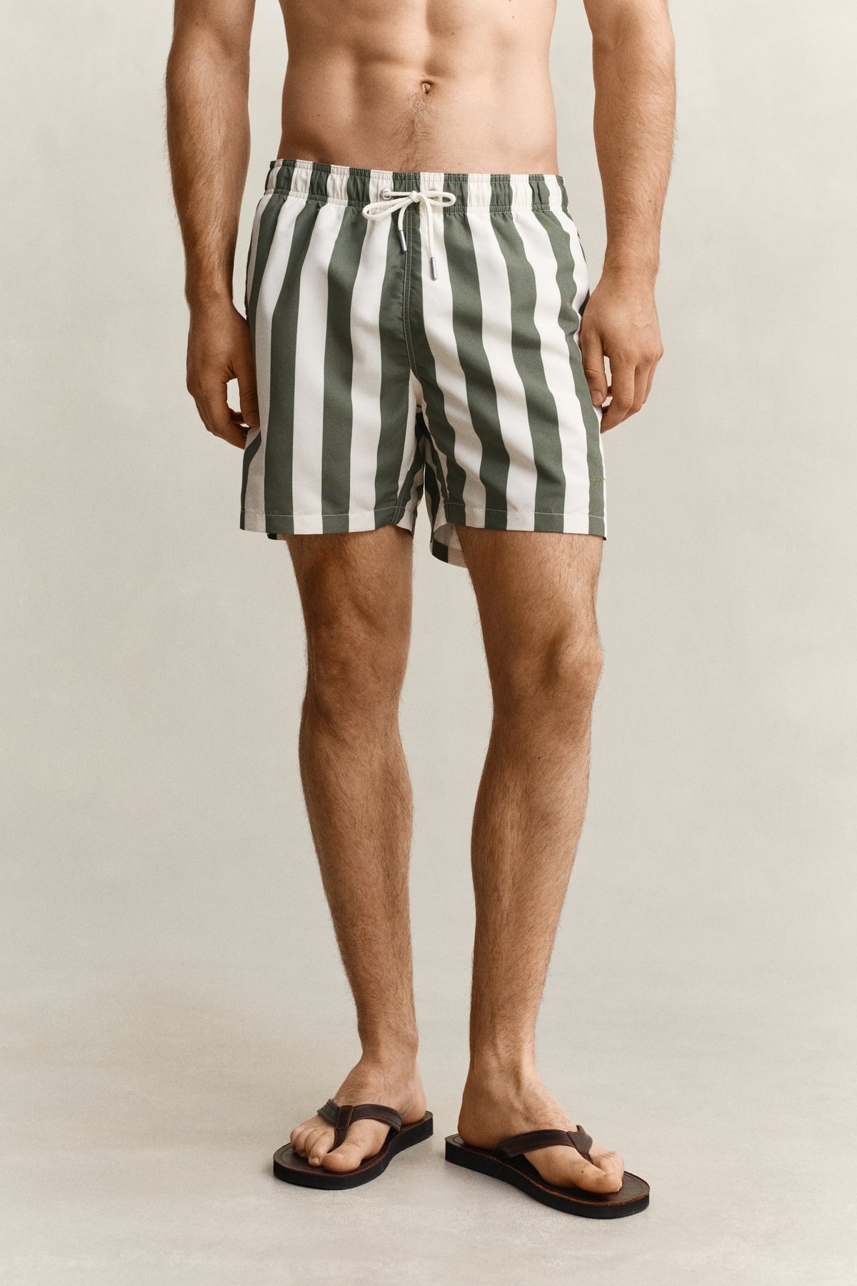 DRY HERB GREEN, BLOCK STRIPED SWIM SHORTS, CLOSE-UP BY GANT AU.