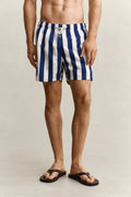 RICH NAVY, BLOCK STRIPED SWIM SHORTS, CLOSE-UP BY GANT AU.