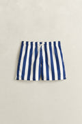 RICH NAVY, BLOCK STRIPED SWIM SHORTS, FRONT-VIEW BY GANT AU.