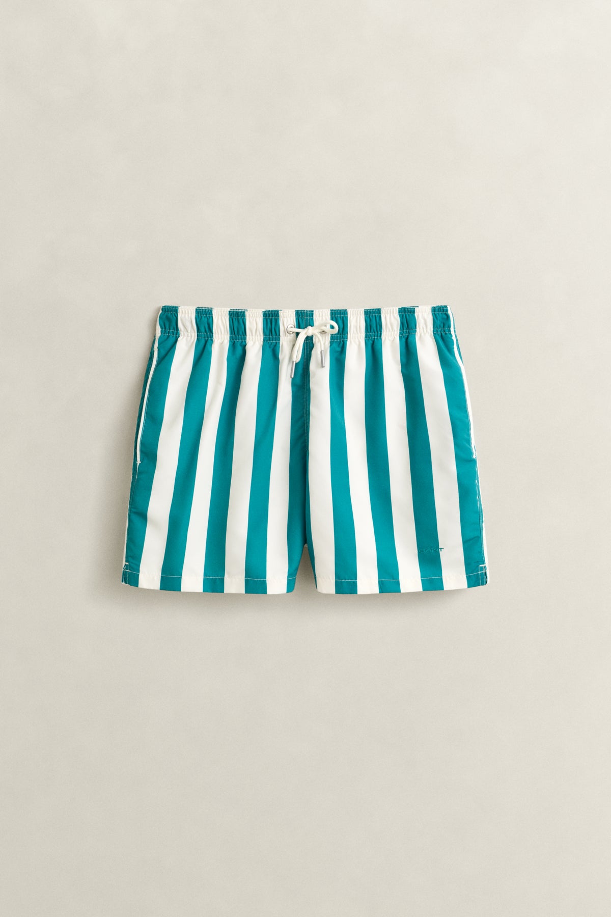 AQUA BLUE, BLOCK STRIPED SWIM SHORTS, FRONT-VIEW BY GANT AU.