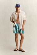 AQUA BLUE, BLOCK STRIPED SWIM SHORTS BY GANT AU.