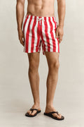ROSE RED, BLOCK STRIPED SWIM SHORTS, CLOSE-UP BY GANT AU.