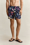 CLASSIC BLUE, SEAWEED PRINT SWIM SHORTS, CLOSE-UP BY GANT AU.