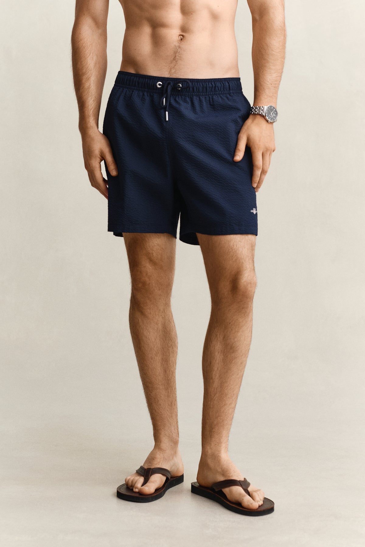 MARINE, SEERSUCKER SWIM SHORTS, CLOSE-UP BY GANT AU.