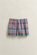 ROSE RED, MADRAS CHECK SWIM SHORTS, FRONT-VIEW BY GANT AU.