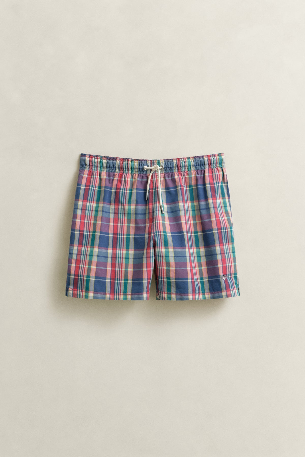 ROSE RED, MADRAS CHECK SWIM SHORTS, FRONT-VIEW BY GANT AU.