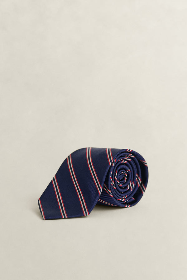 RICH NAVY, STRIPED TIE BY GANT AU.